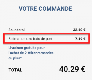 ALLO TÉLÉCOMMANDE FRAIS DE PORT